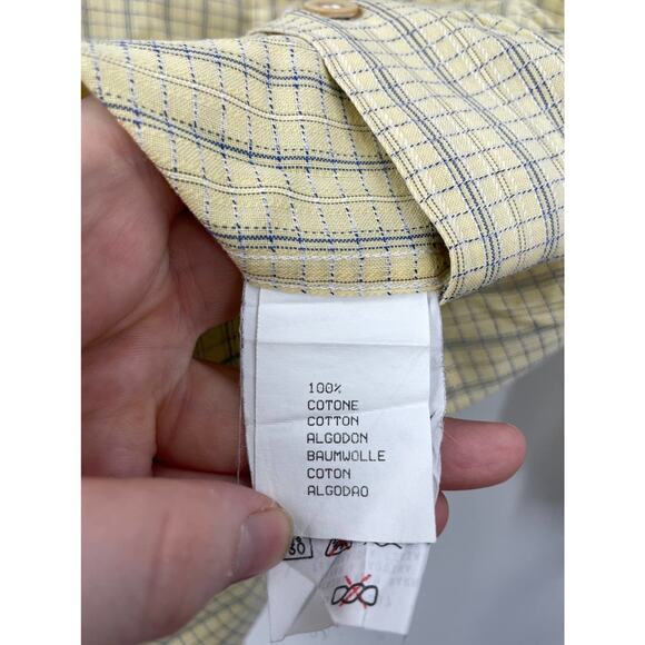 Ermenegildo Zegna Shirts Mens Size Large Button Down Long Sleeve Yellow Blue LOT - Picture 12 of 13